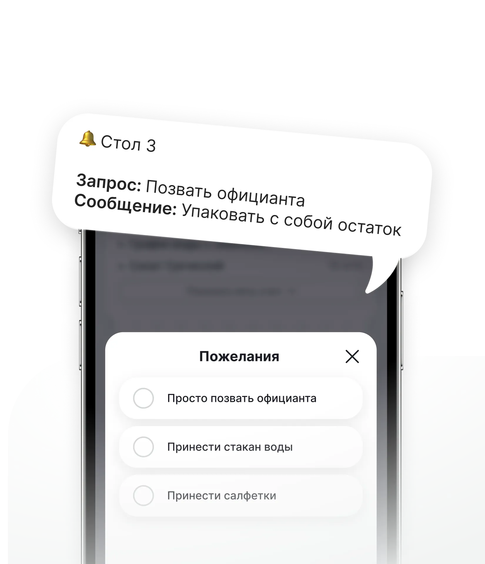 Функция вызова официанта через Resty